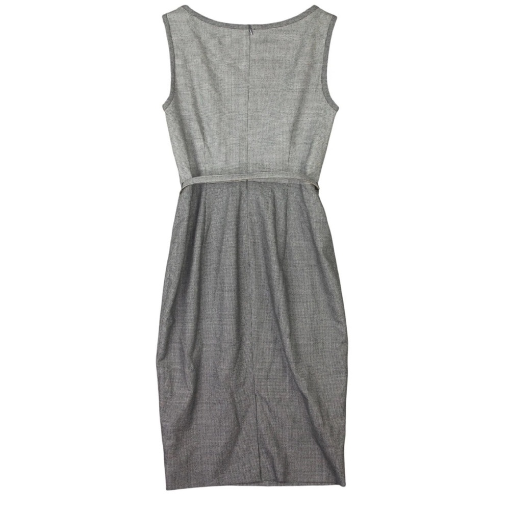 Max Mara Midi Sheath Dress US 2 Belted Sleeveless Wool Old Money Career Gray EUC - Picture 5 of 14